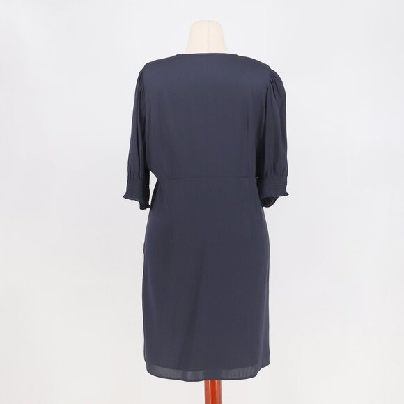 QUINCE Washable Stretch Silk Puff Sleeve Mini Dress in Navy Size XL - Picture 5 of 8